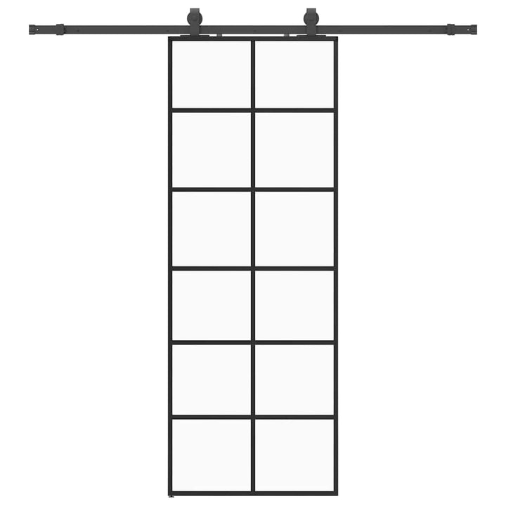 skydedør med hardwaresæt 76x205 cm ESG glas sort