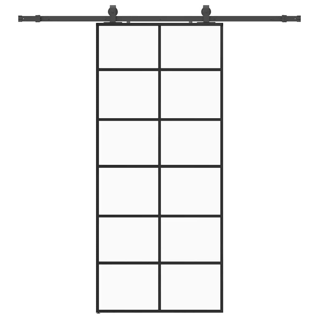 skydedør med hardwaresæt 90x205 cm ESG glas sort