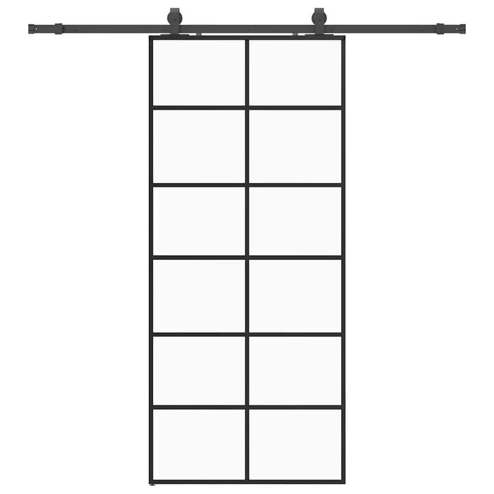 skydedør med hardwaresæt 90x205 cm ESG glas sort