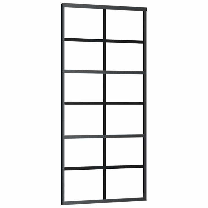 skydedør med hardwaresæt 90x205 cm ESG glas sort
