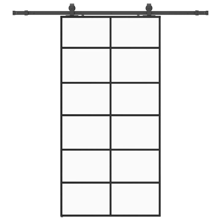 skydedør med hardwaresæt 102x205 cm ESG glas sort