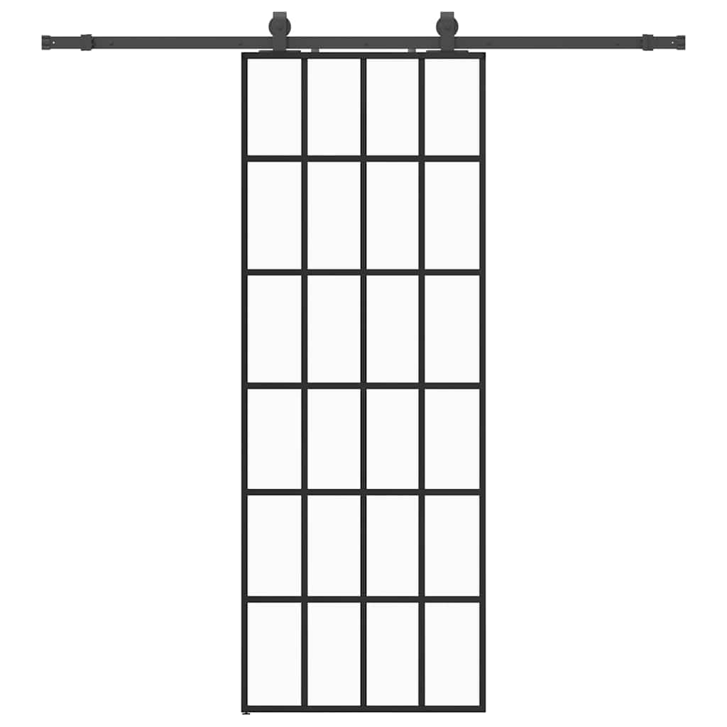skydedør med hardwaresæt 76x205 cm ESG glas sort