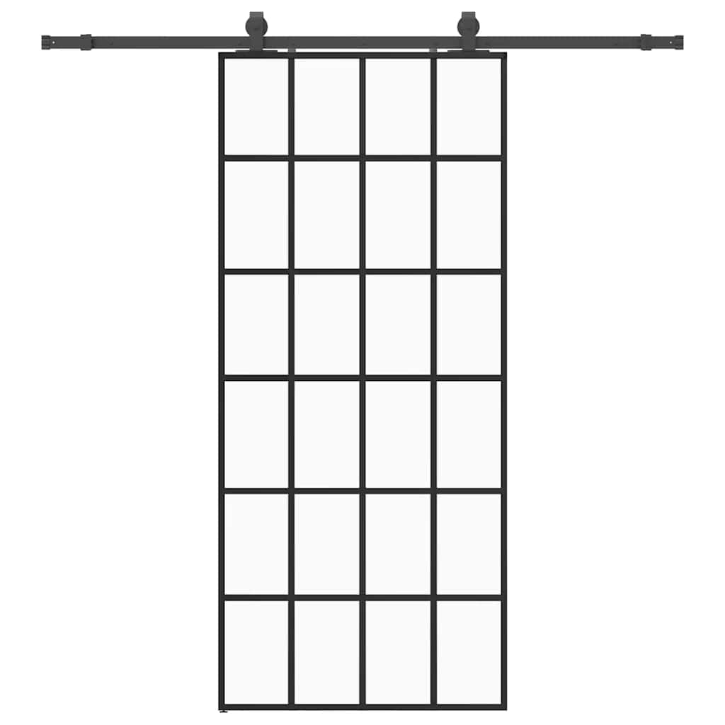 skydedør med hardwaresæt 90x205 cm ESG glas sort