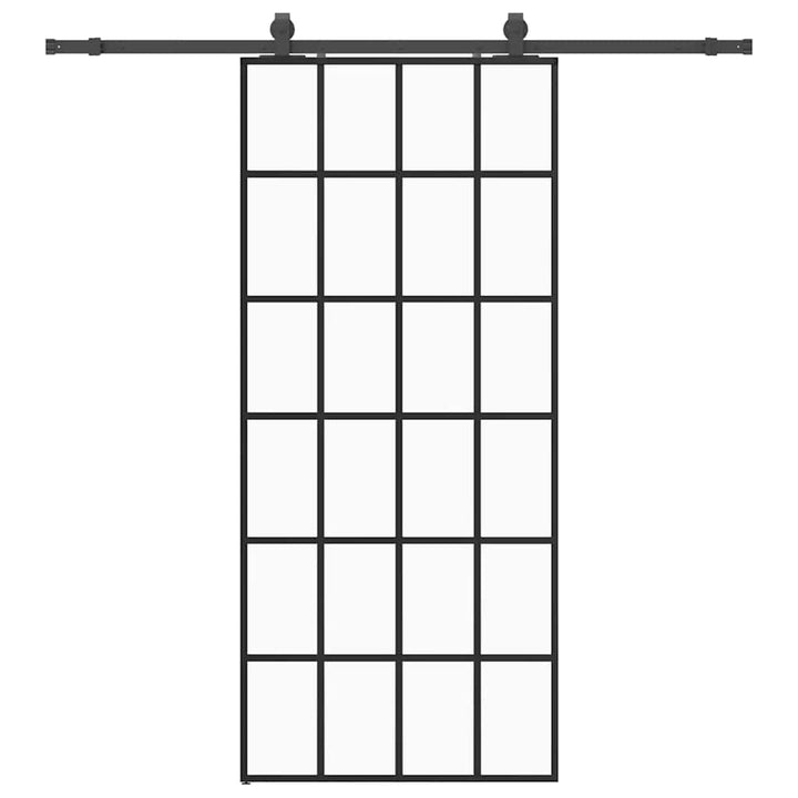 skydedør med hardwaresæt 90x205 cm ESG glas sort
