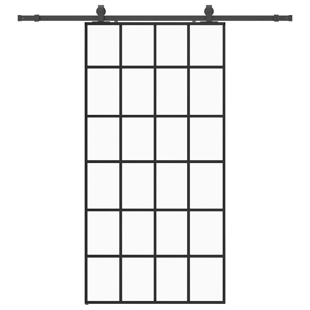 skydedør med hardwaresæt 102x205 cm ESG glas sort