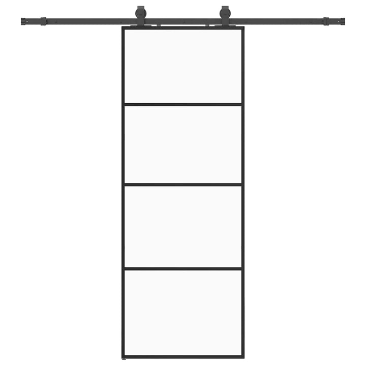 skydedør med hardwaresæt 76x205 cm ESG glas sort