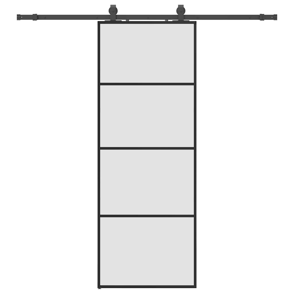 skydedør med hardwaresæt 76x205 cm ESG glas sort