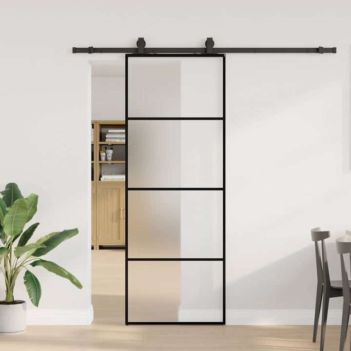 skydedør med hardwaresæt 76x205 cm ESG glas sort