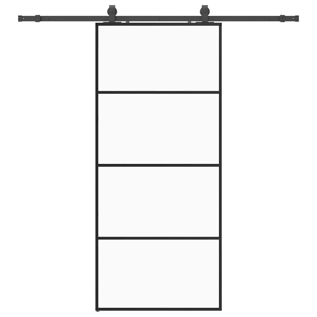 skydedør med hardwaresæt 90x205 cm ESG glas sort