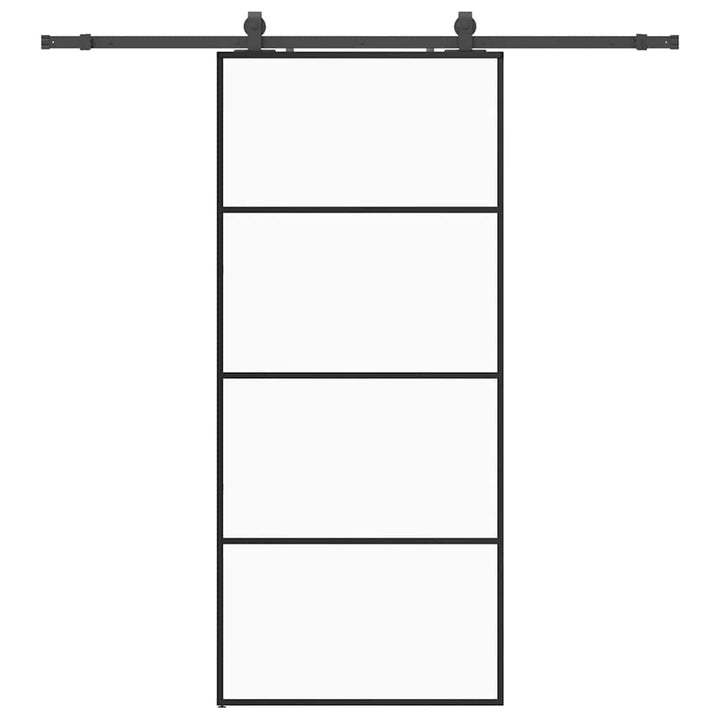 skydedør med hardwaresæt 90x205 cm ESG glas sort