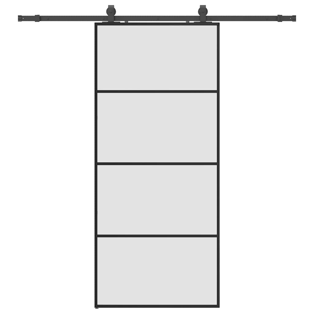 skydedør med hardwaresæt 90x205 cm ESG glas sort