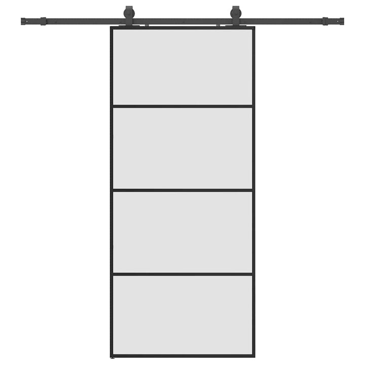 skydedør med hardwaresæt 90x205 cm ESG glas sort