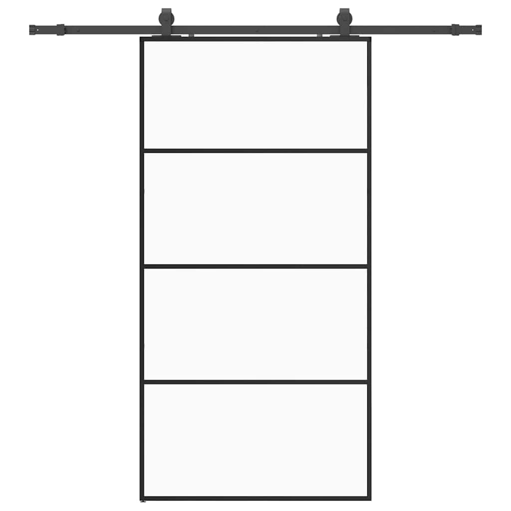 skydedør med hardwaresæt 102,5x205 cm ESG glas sort