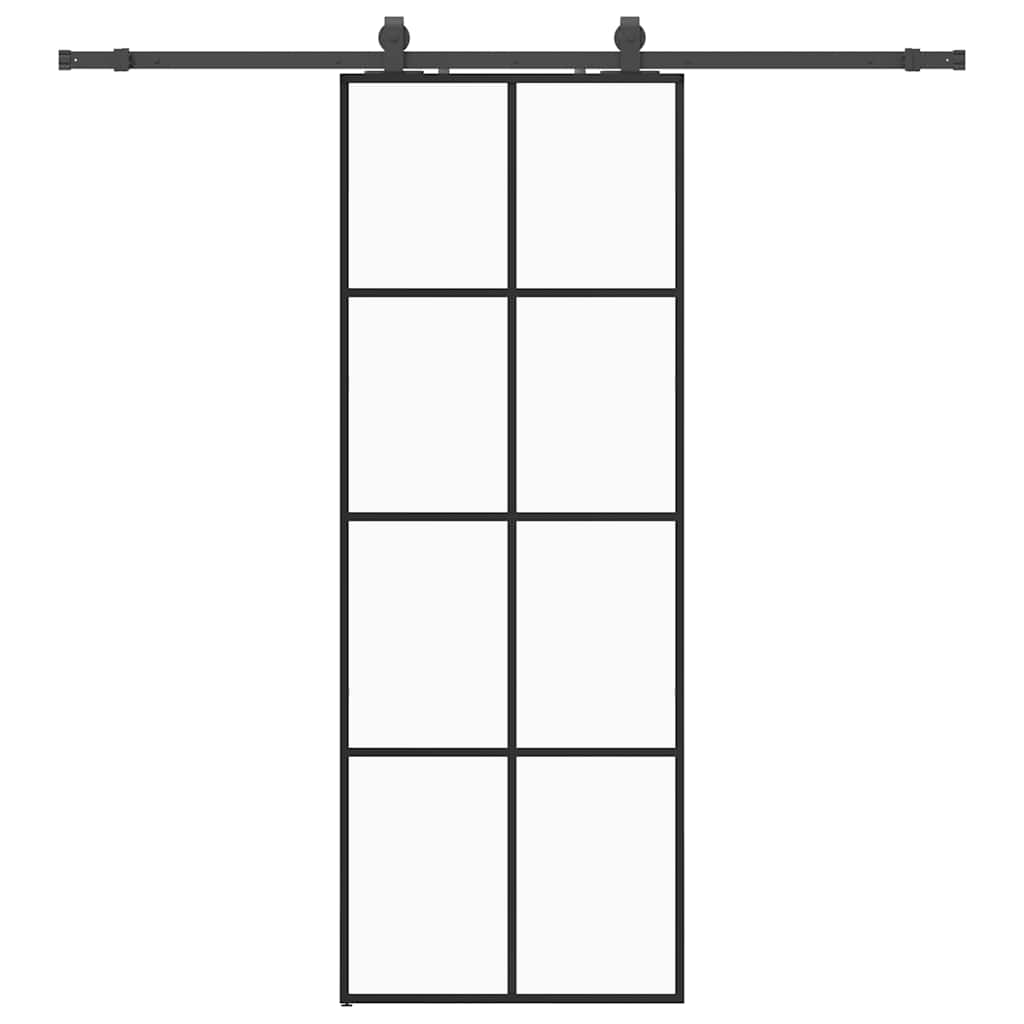 skydedør med hardwaresæt 76x205 cm ESG glas sort