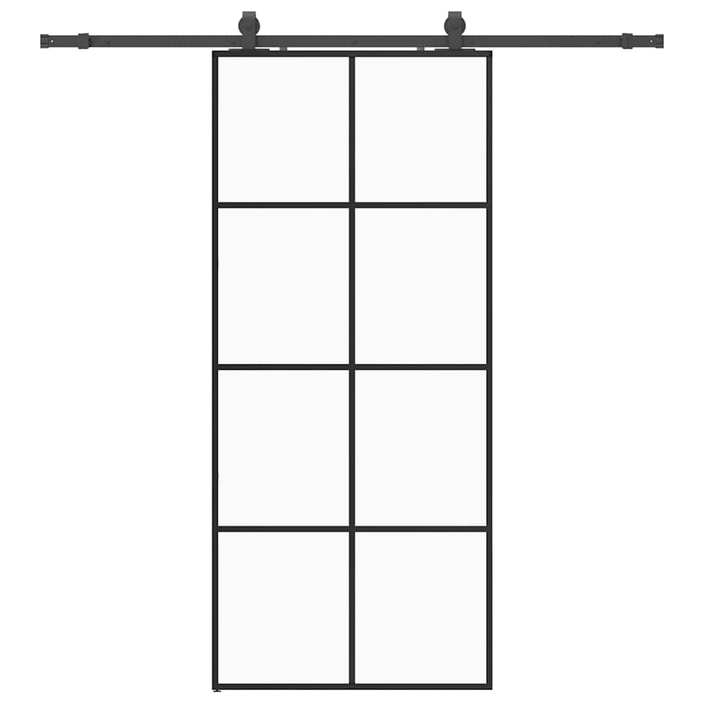 skydedør med hardwaresæt 90x205 cm ESG glas sort