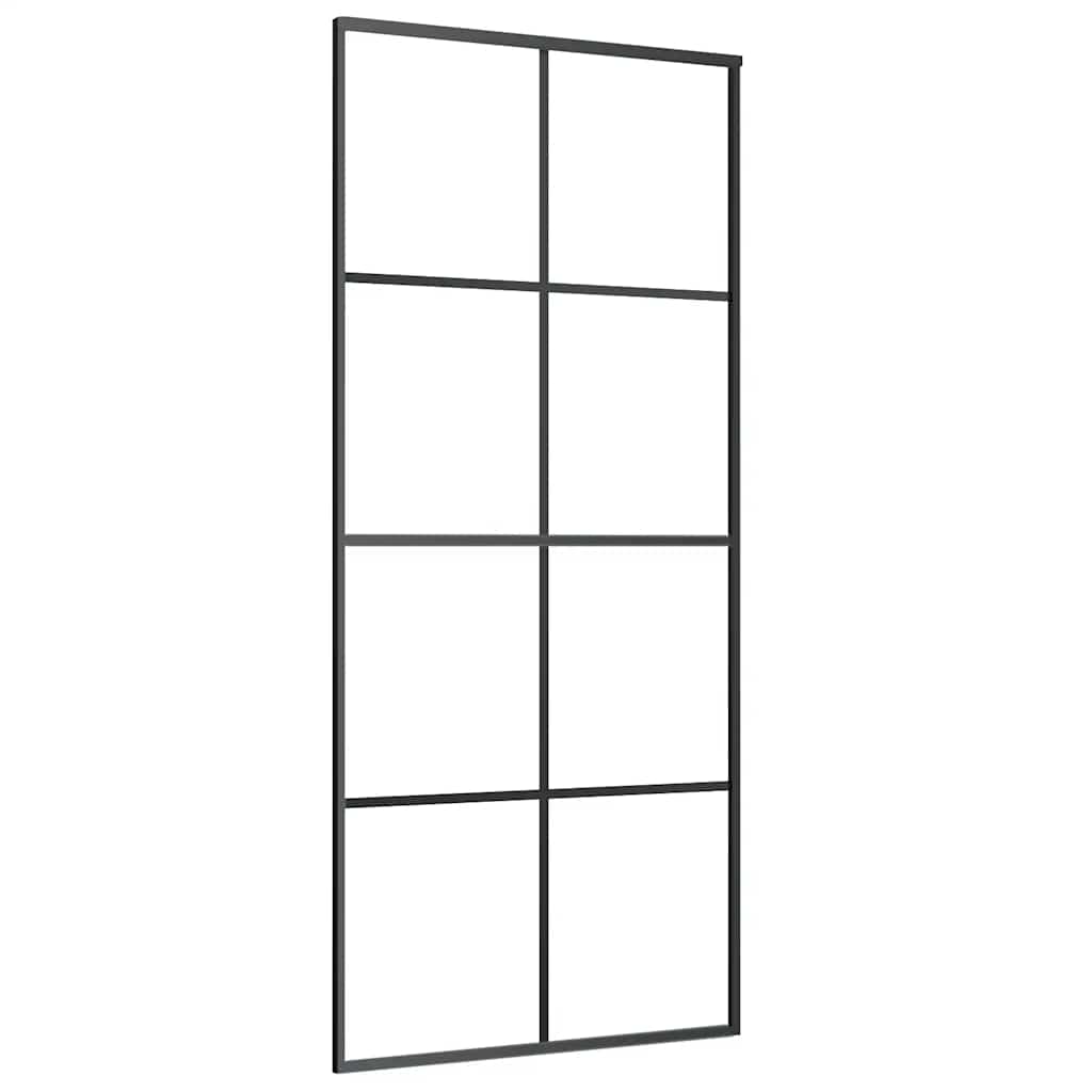 skydedør med hardwaresæt 90x205 cm ESG glas sort