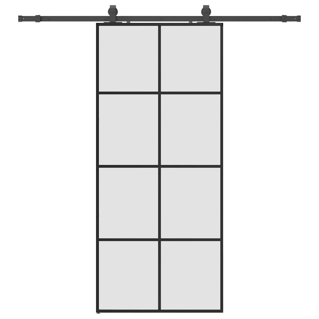 skydedør med hardwaresæt 90x205 cm ESG glas sort