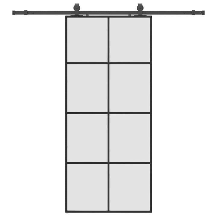 skydedør med hardwaresæt 90x205 cm ESG glas sort