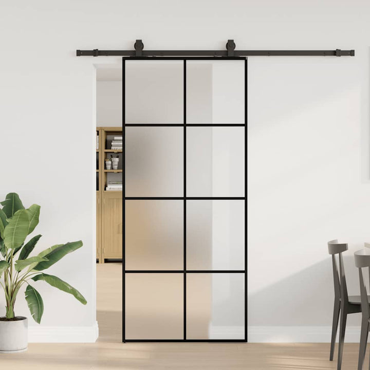 skydedør med hardwaresæt 90x205 cm ESG glas sort