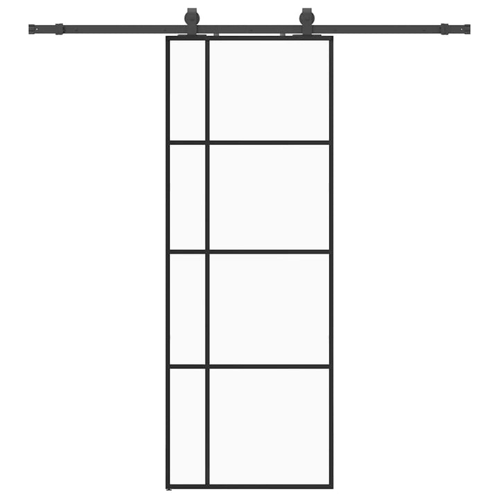skydedør med hardwaresæt 76x205 cm ESG glas sort