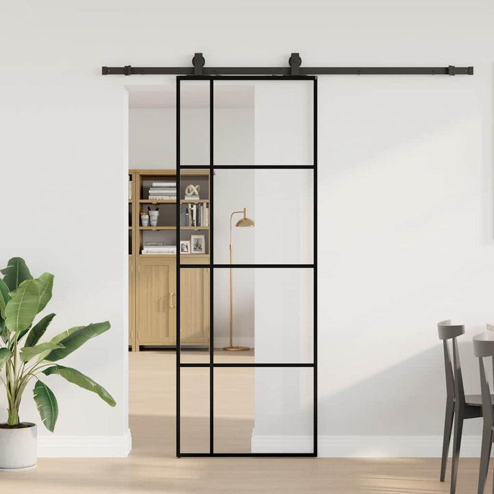 skydedør med hardwaresæt 76x205 cm ESG glas sort