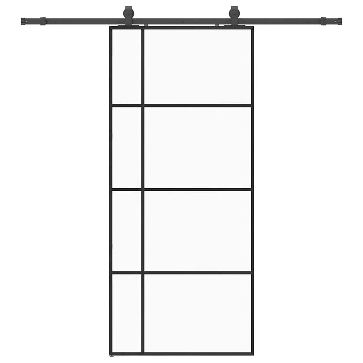 skydedør med hardwaresæt 90x205 cm ESG glas sort