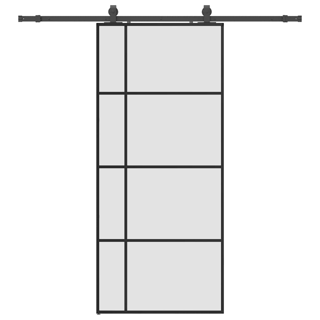 skydedør med hardwaresæt 90x205 cm ESG glas sort