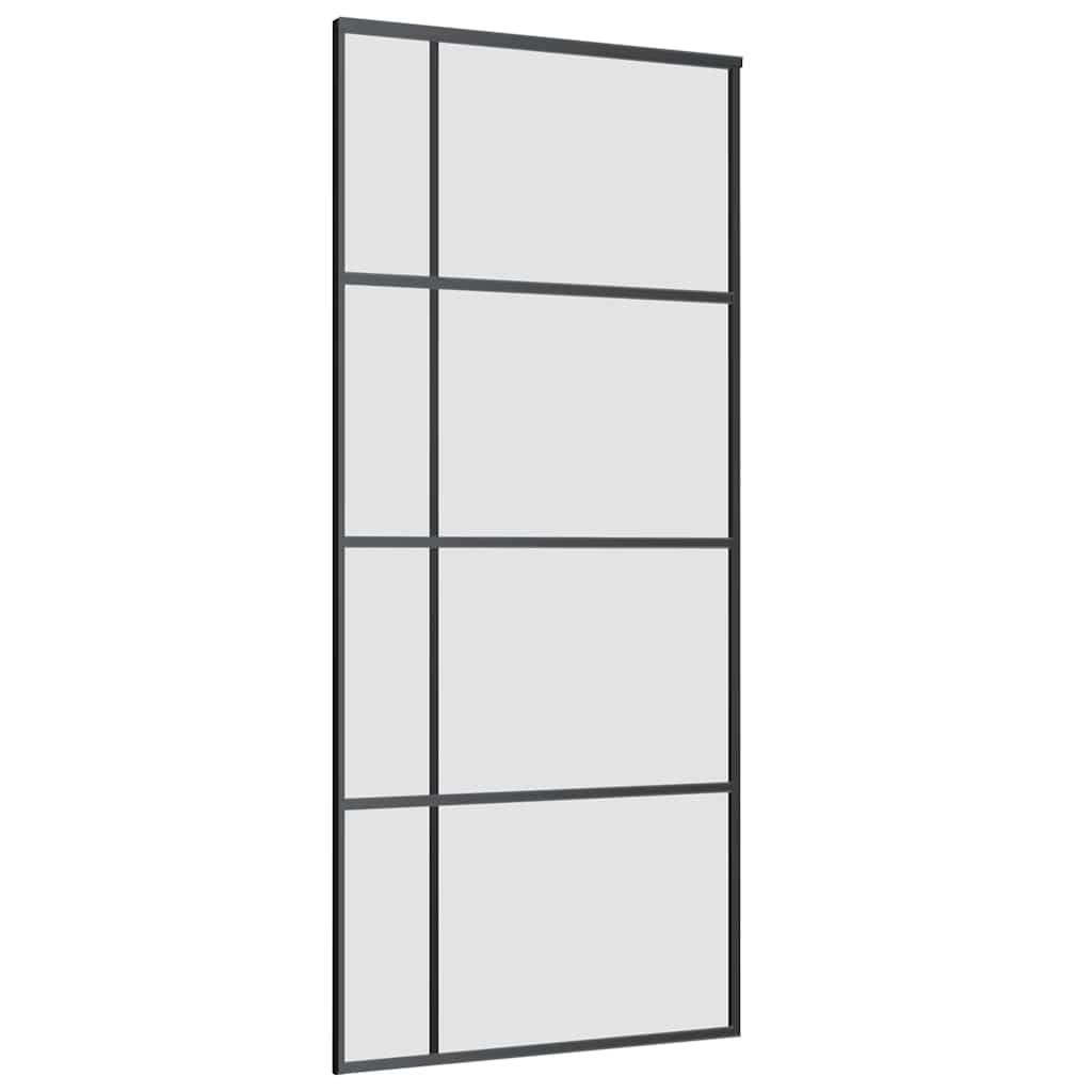 skydedør med hardwaresæt 90x205 cm ESG glas sort