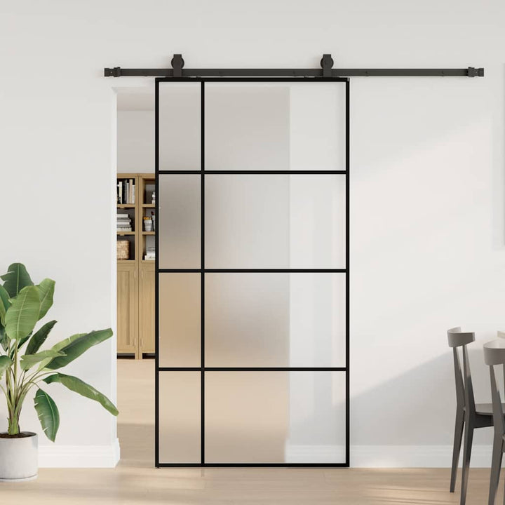 skydedør med hardwaresæt 102,5x205 cm ESG glas sort