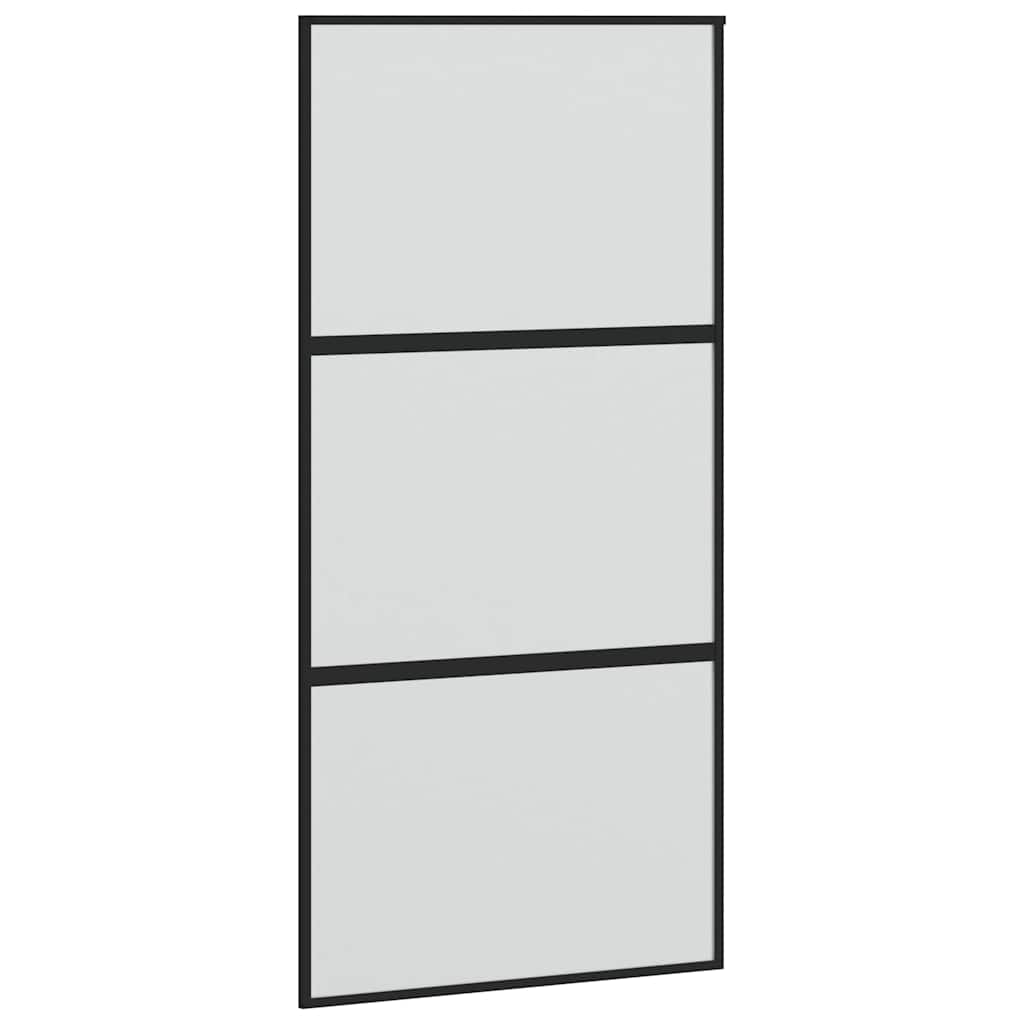 skydedør med hardwaresæt 102,5x205 cm hærdet glas sort