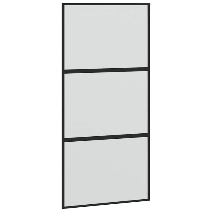skydedør med hardwaresæt 102,5x205 cm hærdet glas sort