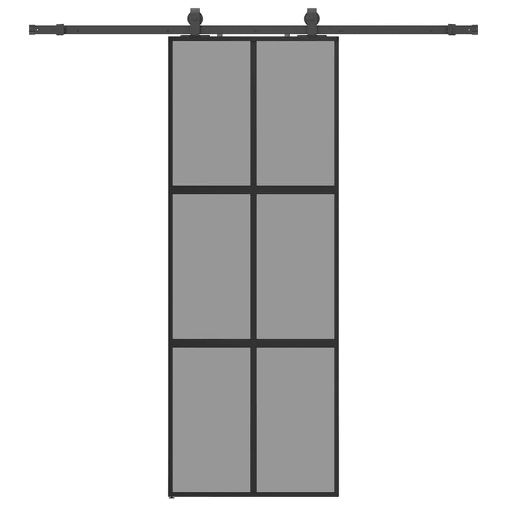 skydedør med hardwaresæt 76x205 cm hærdet glas sort