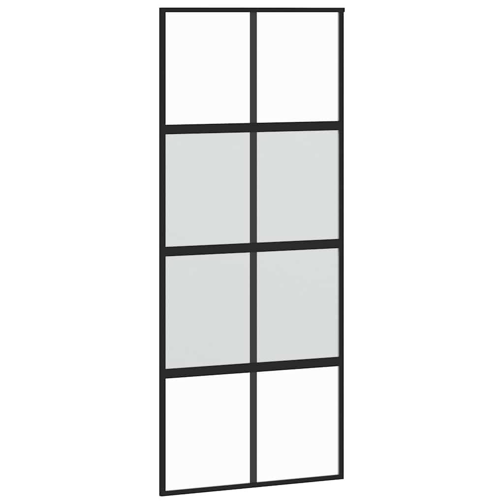 skydedør med hardwaresæt 90x205 cm hærdet glas sort