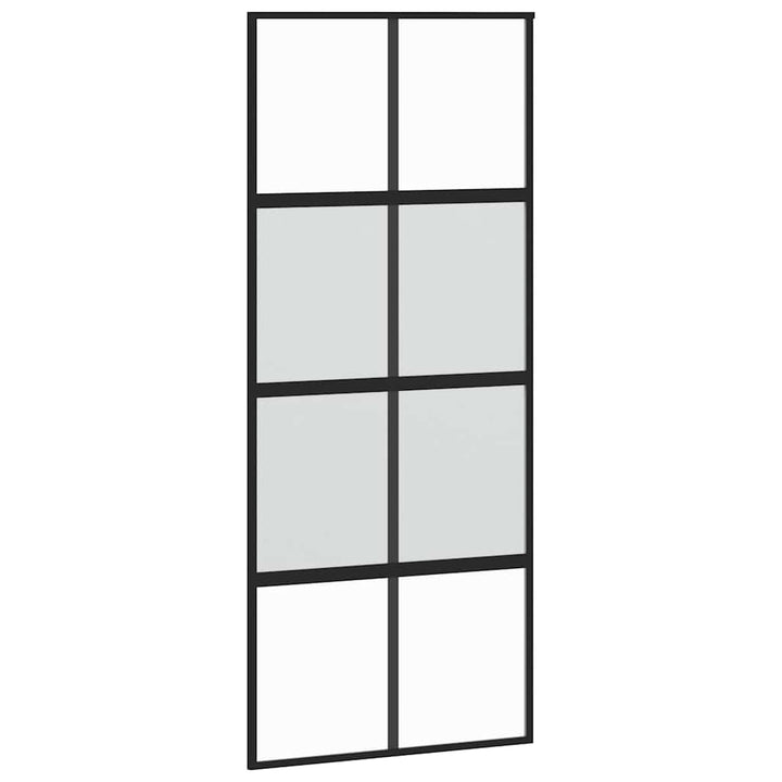 skydedør med hardwaresæt 90x205 cm hærdet glas sort