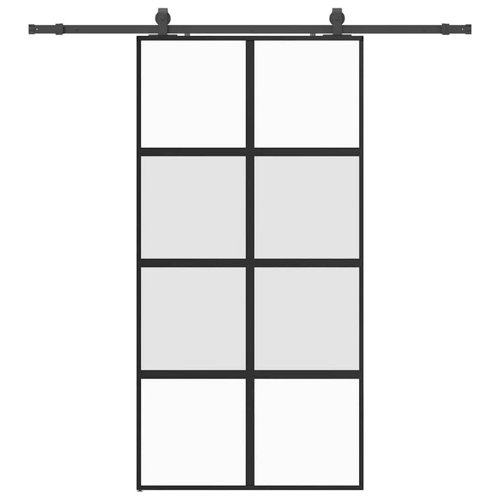 skydedør med hardwaresæt 102,5x205 cm hærdet glas sort