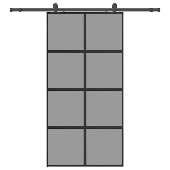 skydedør med hardwaresæt 102,5x205 cm hærdet glas sort