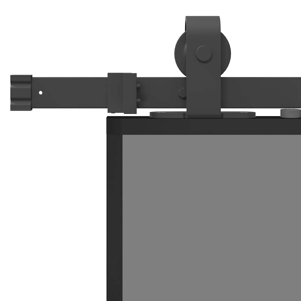 skydedør med hardwaresæt 102,5x205 cm hærdet glas sort