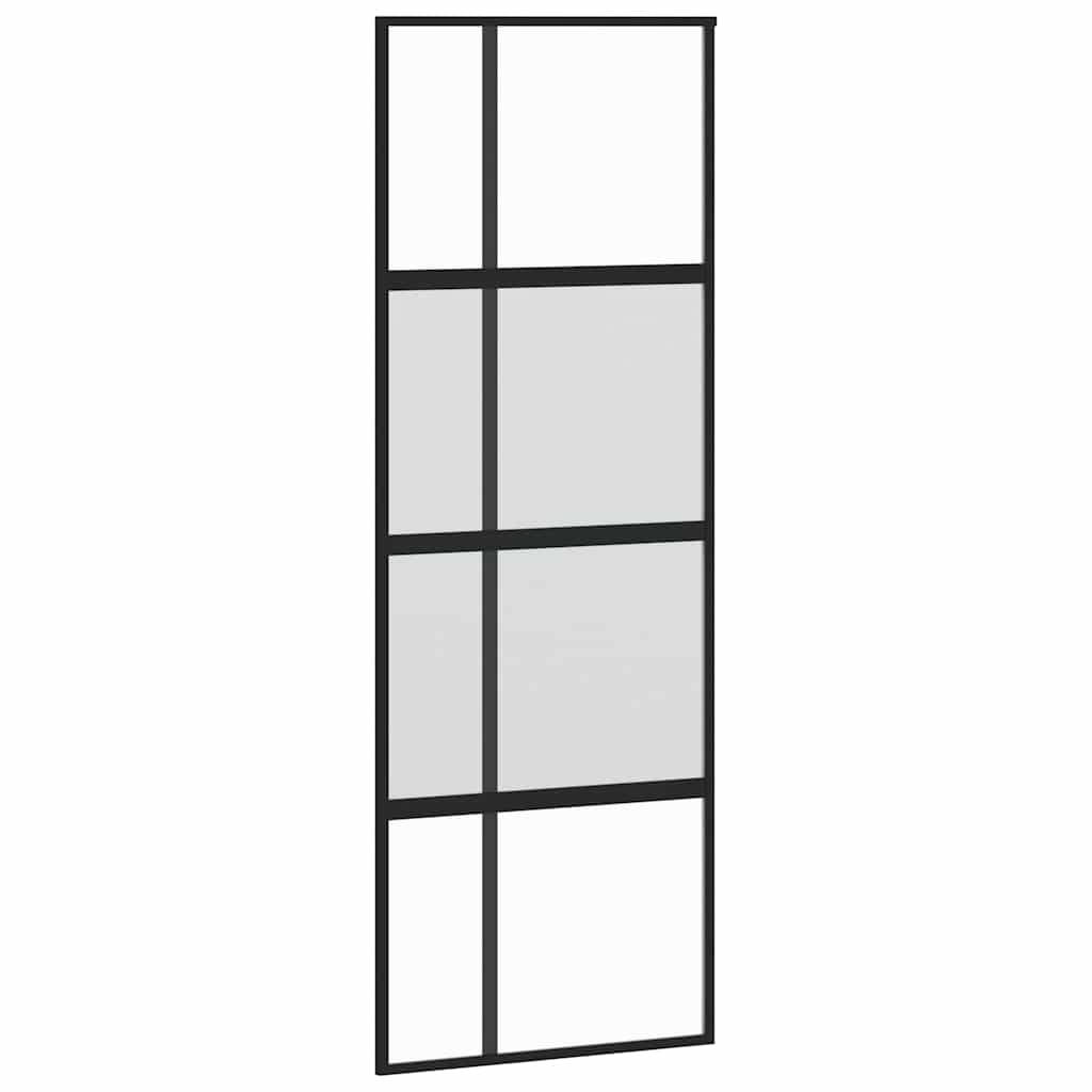 skydedør med hardwaresæt 76x205 cm hærdet glas sort