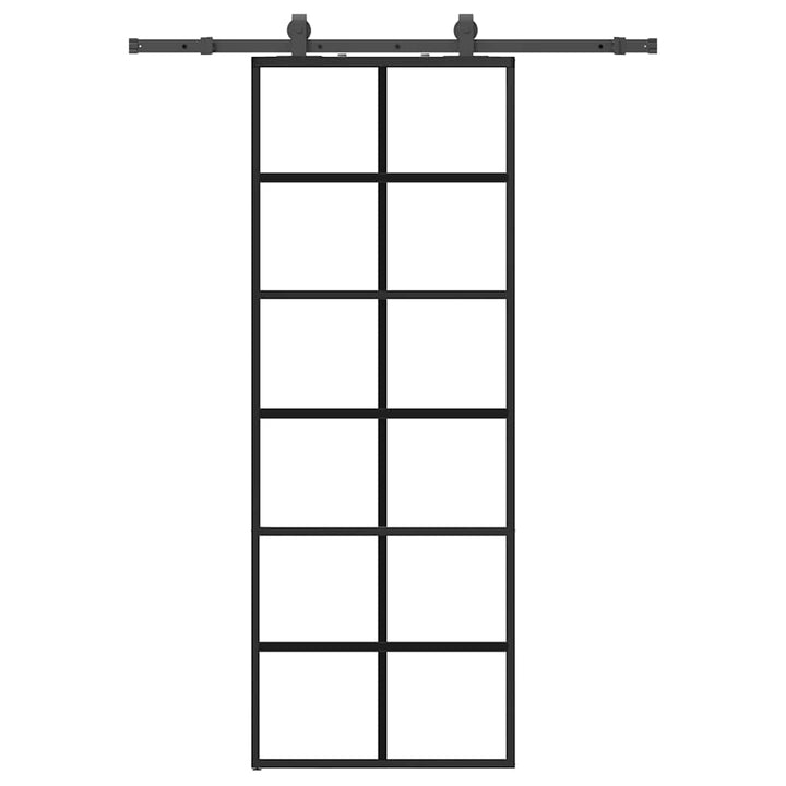 skydedør med hardwaresæt 76x205 cm ESG glas sort