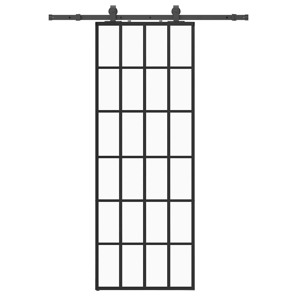 skydedør med hardwaresæt 76x205 cm ESG glas sort