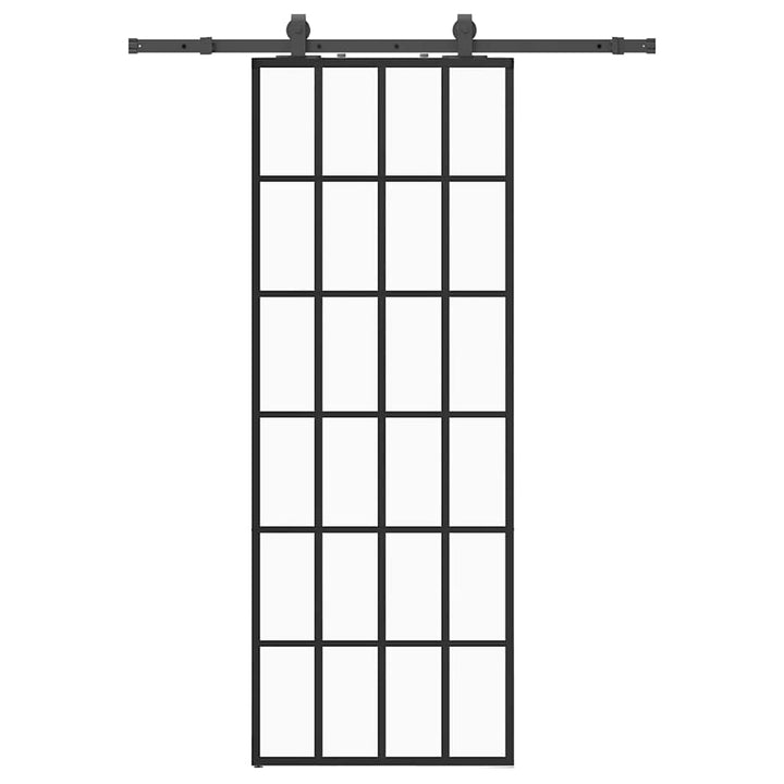 skydedør med hardwaresæt 76x205 cm ESG glas sort
