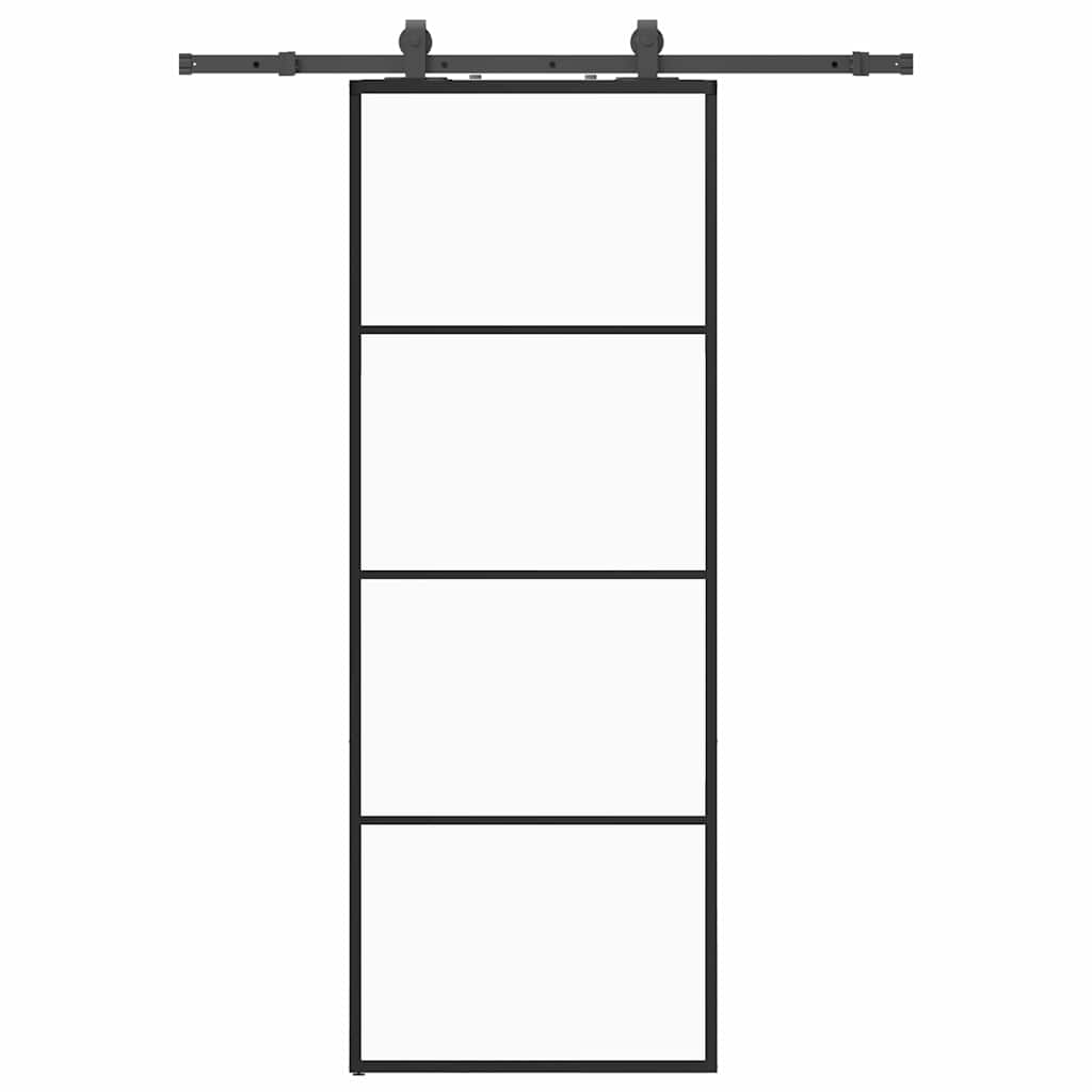 skydedør med hardwaresæt 76x205 cm ESG glas sort