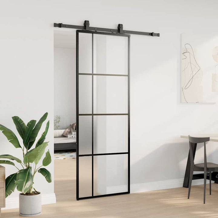 skydedør med hardwaresæt 76x205 cm ESG glas sort