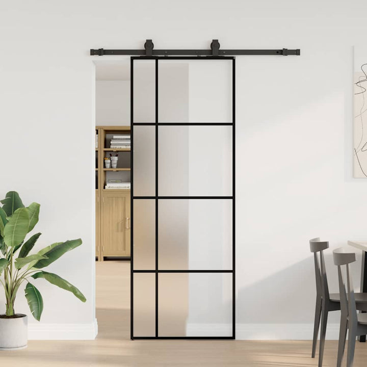 skydedør med hardwaresæt 76x205 cm ESG glas sort