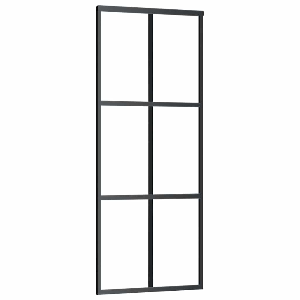 skydedør med hardwaresæt 76x205 cm ESG glas sort