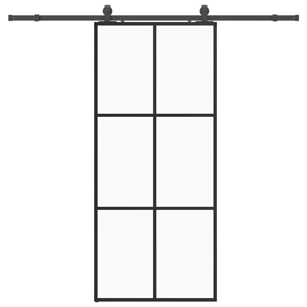 skydedør med hardwaresæt 90x205 cm ESG glas sort