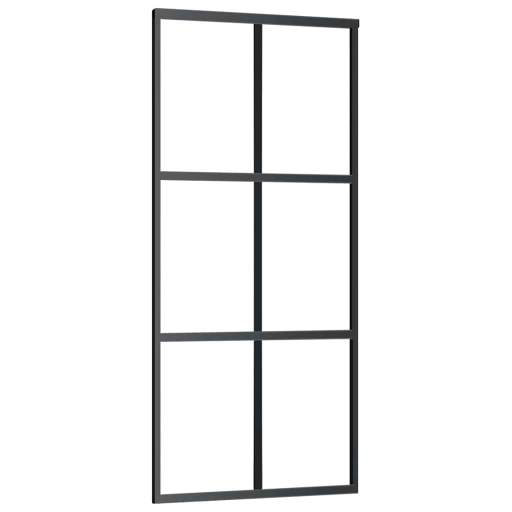 skydedør med hardwaresæt 90x205 cm ESG glas sort
