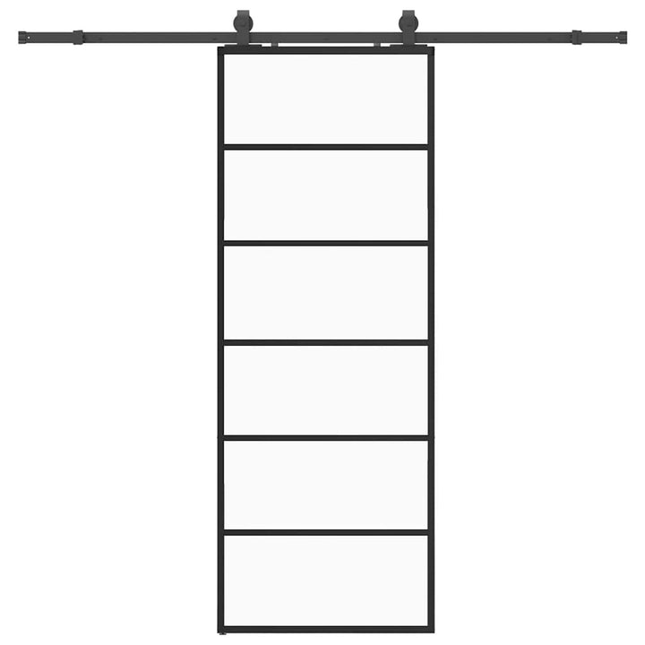 skydedør med hardwaresæt 76x205 cm ESG glas sort