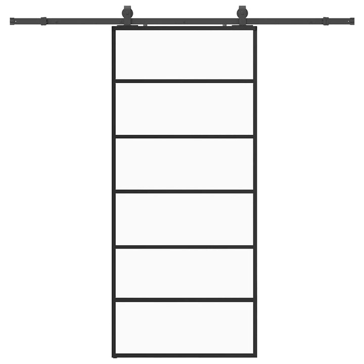 skydedør med hardwaresæt 90x205 cm ESG glas sort