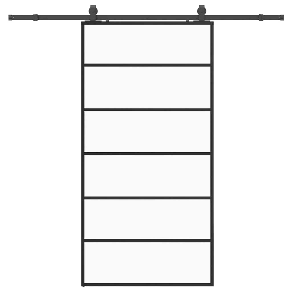 skydedør med hardwaresæt 102x205 cm ESG glas sort